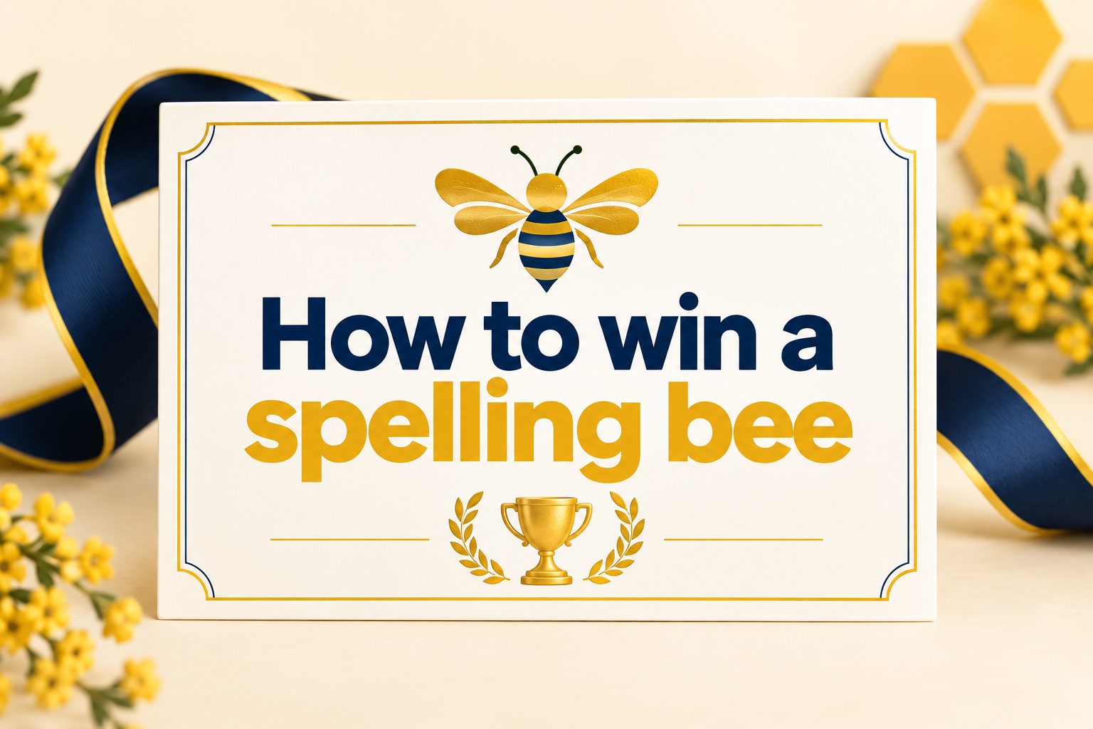 Spelling bee bingo card with words marked as contestants compete